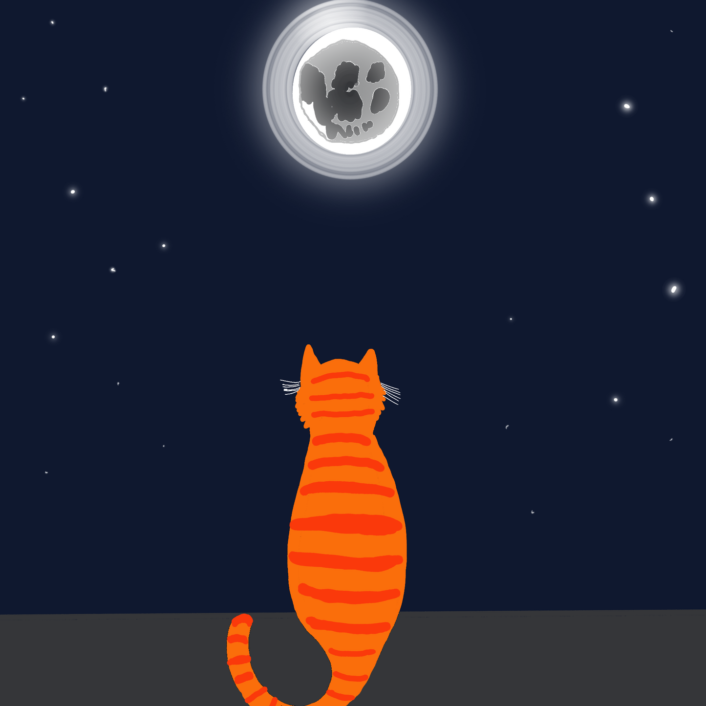 A Cat with a Moon print with frame